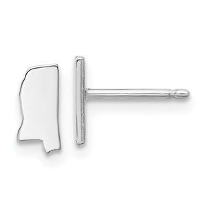 925 Sterling Silver TravelRhodium-plated Mississippi State Earrings